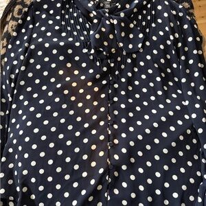 Polka Dot Blouse - Navy and White